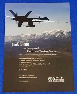 2007 EDO INTEGRATED ELECTRONIC WARFARE SYSTEMS / DRONES ORIGINAL COLOR PRINT AD - Picture 1 of 1