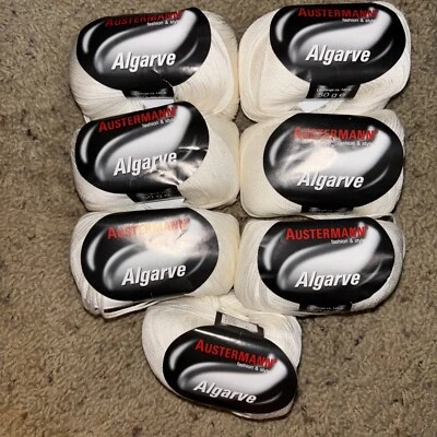 Austermann  Yarn Lot 7 Skeins White 100% Mercerized Fingering Cotton 50G Each - Image 1 of 4