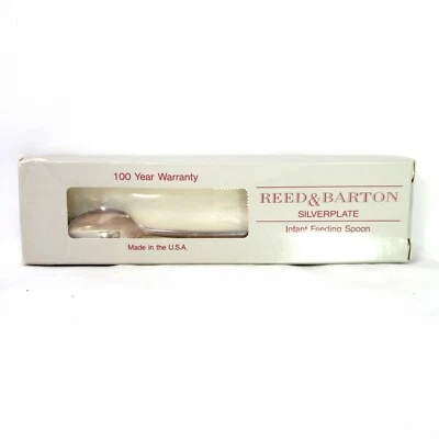 Винтажная посеребренная ложка для кормления младенцев Reed & Barton США новая из старых запасов запечатанная - Изображение 1 из 4
