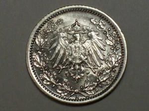 Silver 1918-A Germany Empire 1/2 Mark  KM#17    AU+     SN6591 - Picture 1 of 2