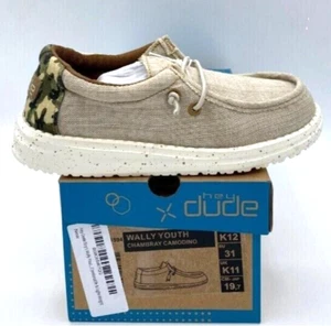 Hey Dude Wally Youth Chambray Camodino, EU 31 - US Kid's 12 - Picture 1 of 5