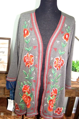 Cárdigan para mujer MONORENO frente abierto kimono túnica talla L con bolsillos - bordado Foto 1 de 4
