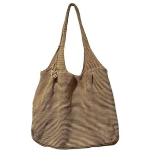 The Sak Handbag Hobo Shoulder Bag and Coin Purse Tan Beige Large Crochet Tote - Picture 1 of 14