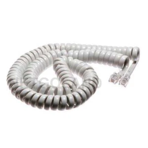 Téléphone combiné 12 pieds cordon bobine câble téléphone bureau à domicile 4P4C RJ-22 blanc NEUF - Photo 1/1