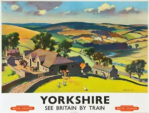 Póster de viaje ferroviario de Yorkshire British Railways TU9 de colección reimpresión A3/A2 - Imagen 1 de 1