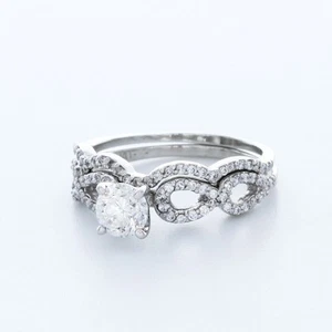 1,2 kt natürlicher Diamant I/SI1 Rundschliff Platin Drehband Seitenstein Ring Set - Bild 1 von 3