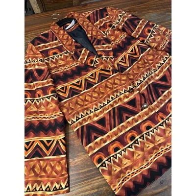 Brenda Goode Blazer Aztec Print Vintage 80s 90s Geometric Pattern XL - Image 1 of 4
