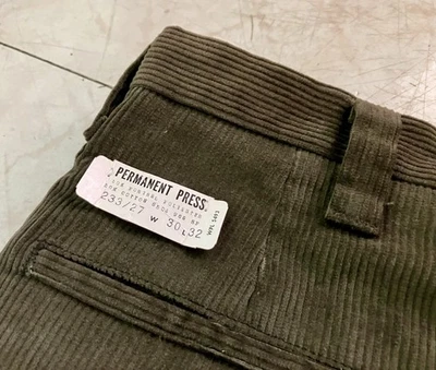NOS Vintage 1960's Green Corduroy Pants Slim Fit Sta Prest 30 32 USA Ivy Mod NWT - Image 1 of 4