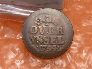 1754 Colonial Dutch NY OVERYSSEL 1st. USA Penny GOOSE MM #2 - Picture 1 of 3
