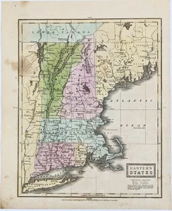 1830 NEW ENGLAND Map ORIGINAL D. F. Robinson MAINE MASSACHUSETTS LONG ISLAND - Picture 1 of 4