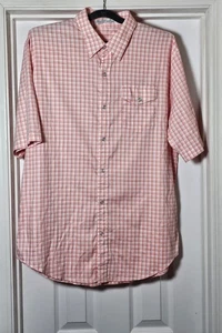 Criquet Short Sleeve Check Pearl Snap Performance Shirt Size XL Coral - Picture 1 of 4