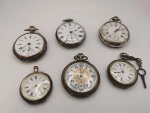 Taschenuhren Konvolut 6 Stück teildefekt Wecker, aber alle mind. 800 Silber - Bild 1 von 18