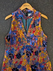 Anthropologie Ava Velvet Burnout Jumpsuit Size 8 Wide Leg - Picture 1 of 14