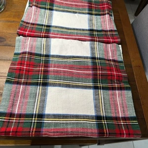 Pottery Barn Stewart Plaid Cotton King Shams Set of 2 Holiday Winter Bedding - Picture 1 of 5
