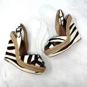 Christian Louboutin Tigresse 120 Zebra Pony Calf Hair Platform Wedge Sandals 36 - Picture 1 of 12
