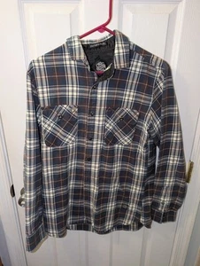 Men's Obey Button Up Long Sleeve Shirt Plaid Blue Yellow Size Medium - Picture 1 of 5