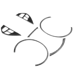 ˜6Pcs Speedometer Frame Trim Steering Wheel Button Decor Carbon Fiber Cover Fit - Picture 1 of 16