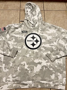 PITTSBURGH STEELERS Hoodie Mens XXL NIKE Arctic Camo Salute to Service Sweater - Picture 1 of 6