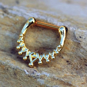 Gold Plated Royal Crown Septum Clicker 1.2mm x 6mm - Picture 1 of 2