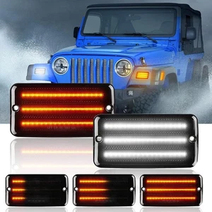 LED Front Turn Signals Lamp Amber Indicator +DRL for Jeep Wrangler TJ 1997-2006 - Picture 1 of 12