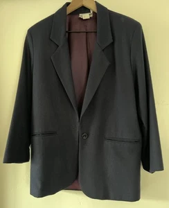 Vintage New York Clothing Co Damen Petite Marineblau Wolle Blazer Größe 10-P - Bild 1 von 8