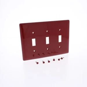 Placa de pared cubierta de placa de interruptor de tamaño mediano irrompible Hubbell roja de 3 velocidades NPJ3R - Imagen 1 de 3