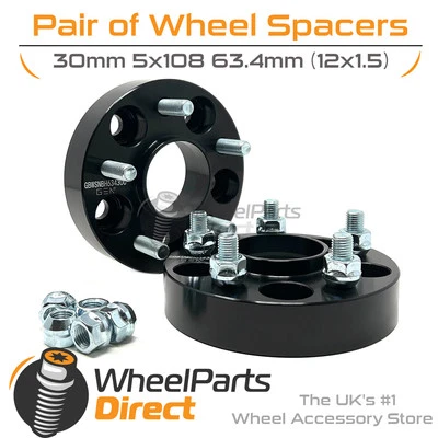 Bolt-On Wheel Spacers (2) 5x108 63.4 30mm for Jaguar XF [X250] 07-15 - Image 1 of 4