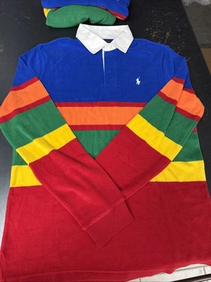 Nuevo Polo Ralph Lauren Rayas Algodón Rugby Arco Iris Multi LS Pullover Talla M Foto 1 de 4
