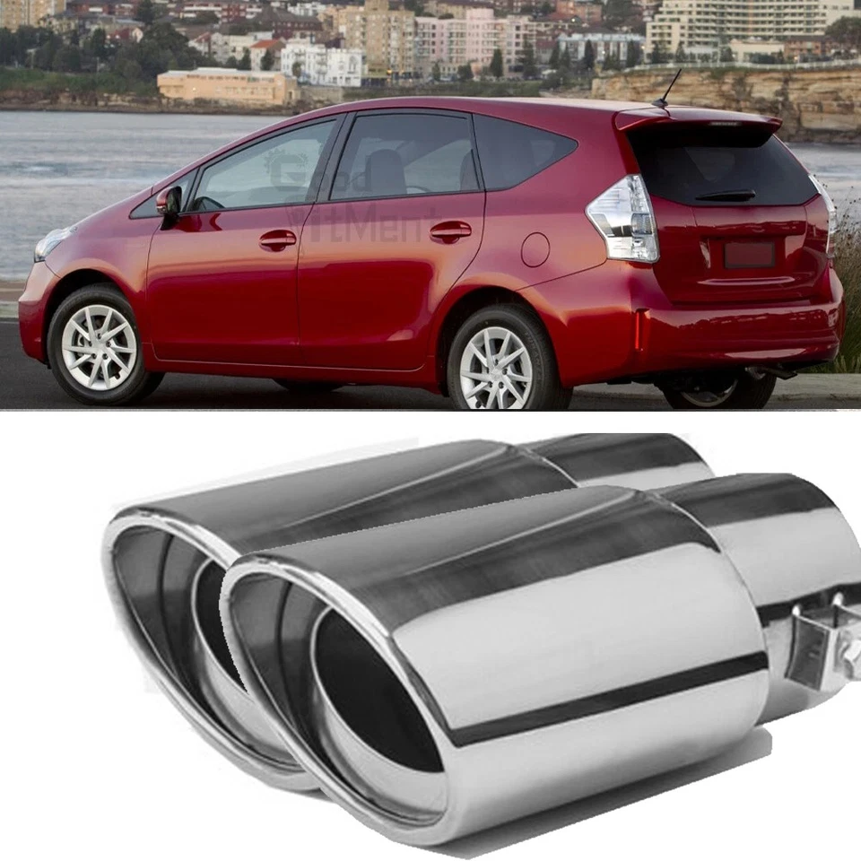 For Toyota Prius 2001-2019 Chrome Exhaust Tip Pipe Muffler Stainless Steel 2PCS Foto 1 de 4