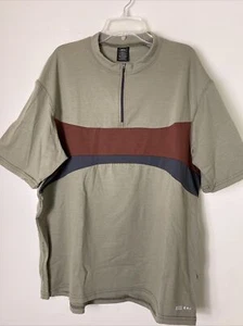 REI Khaki 1/4 Zip Pullover Jersey Cycling Short Sleeve Shirt w Pocket Men’s Sz L - Picture 1 of 15