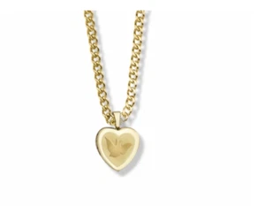 14K GOLD FILLED ENGRAVED DOVE HEART LOCKET NECKLACE AND CHAIN - Picture 1 of 1