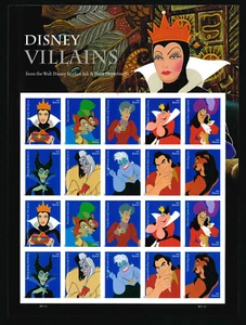 US SCOTT 5213 - 5222a SHEET OF 20 DISNEY VILLIANS STAMPS FOREVER MNH - Picture 1 of 2