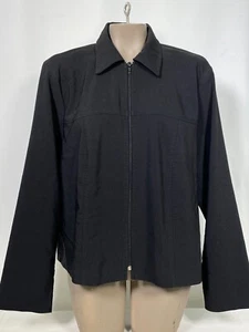 VTG Clio Black Full Zip Collared Jacket Women's LARGE - Picture 1 of 10