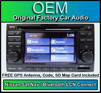 Nissan Micra Sat Nav car stereo with Map SD Card, LCN Connect CD player radio - Image 1 of 4