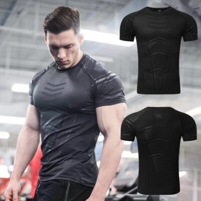 Men's Compression Athletic Fitness Shirt Base Layer Tops Sports Gym Tight Dry - Image 1 of 2