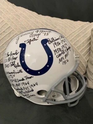 LENNY MOORE SIGNED FULL SIZE RIDDELL COLTS HELMET+JSA    RARE    15 INSCRIPTIONS - Image 1 of 4