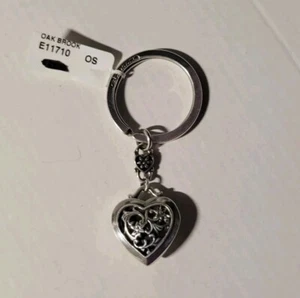 Brighton OAKBROOK Silver Scrolled Hollow Dangling Heart Key Chain, NWT - Picture 1 of 6