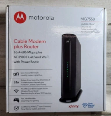 Motorola MG7550 16x4 Cable Modem Plus AC1900 WiFi Router  Open Box - Image 1 of 4