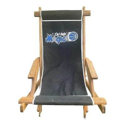 Vintage Raro Orlando Magic Cadeira de Madeira Praia de Balanço Dobrável Homem Caverna Lona NBA - Imagem 1 de 4