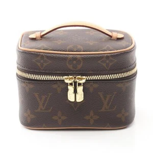 LOUIS VUITTON Nice Nano Hand vanity zip bag M44936 Monogram leather Brown Used - Picture 1 of 7