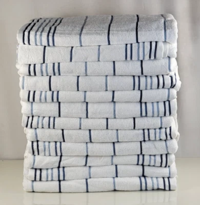 (Чехол из 12) Pacific Bay бассейн полотенце белый w/мульти синий карандаш полоски 34 «x 70» - Изображение 1 из 4