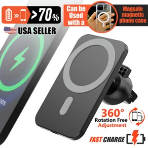 15W Car Magnetic Wireless Charger Stand Mount Holder For iPhone 15/14/13/12 Pro - Picture 1 of 18