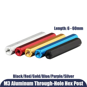 M3 Column Post Hex Hexagonal Through Hole Aluminum Alloy PC Standoff Spacer Nuts - Picture 1 of 9
