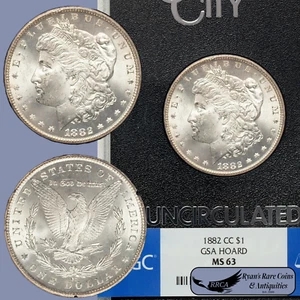 1882 CC GSA Morgan Silver Dollar, NGC MS63, Hard Pack, Box, COA Included C8058 - Picture 1 of 9