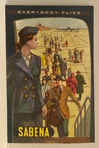 SABENA BELGIAN AIR LINES Luggage Label ~ Everybody Flies~Stewardess~Passengers  - Picture 1 of 1