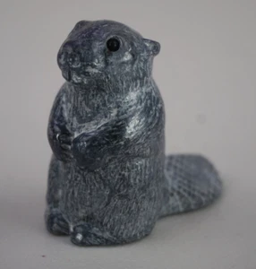 Carved Beaver Sculptures Inuit Soapstone A Wolf Original Canada - Picture 1 of 6