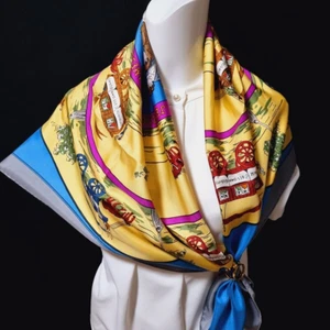 RARE VINTAGE HERMES Silk Scarf "Jeu des Omnibus et Dames" Carre 90 Duty-free US - Bild 1 von 13