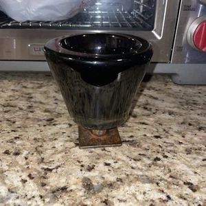 JAN BARBOGLIO GREEN GLASS SHORT CHALICE GOBLET Retired - Picture 1 of 5