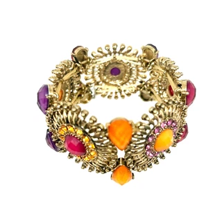 Pulsera llamativa multicolor esmalte flor estrás cristal floral vintage - Imagen 1 de 8