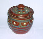 Slipware Studio Pottery Attractive Red Clay Abstract Design Lidded Preserve Pot.